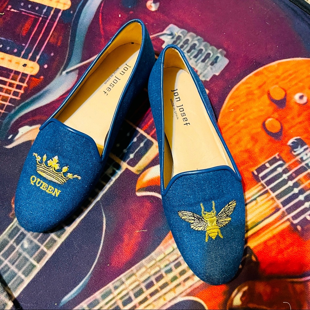 🎉Killer Jon Josef Denim “Queen Bee” Loafer Flats!